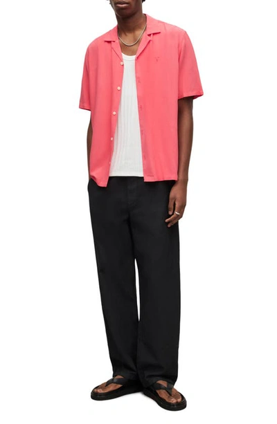 Shop Allsaints Venice Relaxed Fit Short Sleeve Button-up Camp Shirt In Hibiscus Red