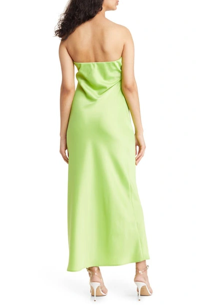 Shop Wayf Strapless Matte Satin Bias Cut Gown In Lime Green