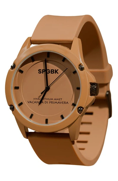 Shop Spgbk Watches Sandhill Silicone Strap Watch, 42mm In Coffee Brown