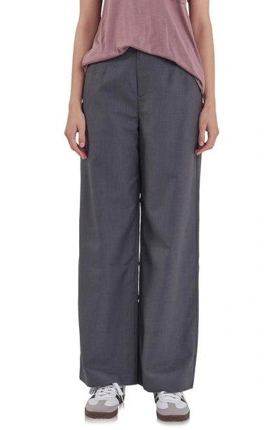 Shop Grey Lab Relaxed High Waist Wide Leg Pants In Heather Grey