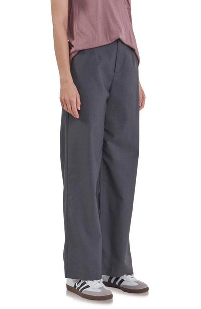 Shop Grey Lab Relaxed High Waist Wide Leg Pants In Heather Grey