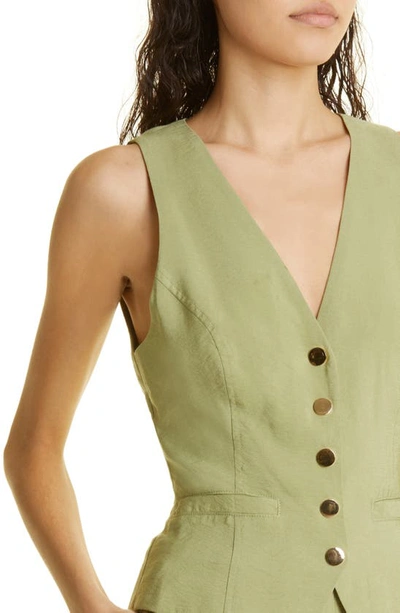 Shop Ramy Brook Cosette Button-up Vest In Vintage Olive
