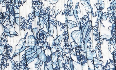 Endless Rose Smocked Tie Shoulder Linen Blend Tank In Blue