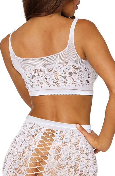 Shop Dreamgirl Sheer Lace Bralette & Slip Skirt Set In White