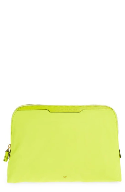 Shop Anya Hindmarch Lotions & Potions Recycled Nylon Zip Pouch In Neon Yellow