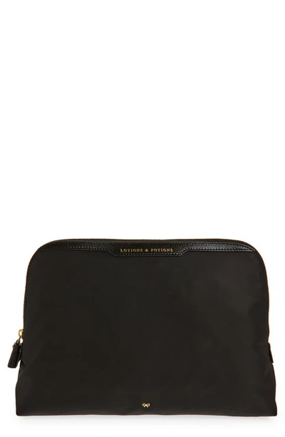 Shop Anya Hindmarch Lotions & Potions Recycled Nylon Zip Pouch In Black