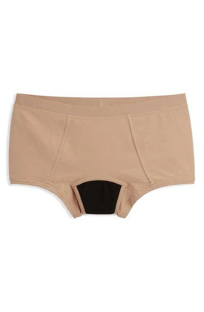 Shop Tomboyx First Line Stretch Cotton Period Boyshorts In Chai