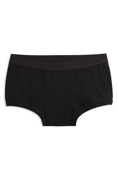 Shop Tomboyx First Line Stretch Cotton Period Boyshorts In Black