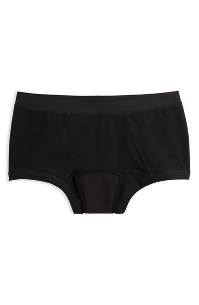 Shop Tomboyx First Line Stretch Cotton Period Boyshorts In Black