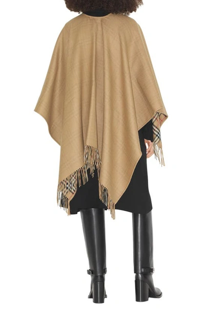 Shop Burberry Vintage Check Wool Cape In Archive Beige