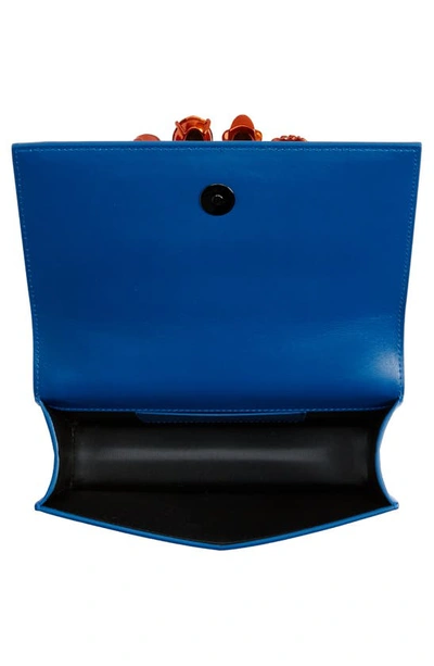 Shop Alexander Mcqueen Jeweled Calfskin Leather Satchel In 4460-celes.blue/ Gal.blue