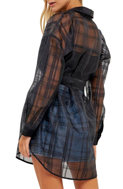 English Factory Check Button-up Shirt In Black