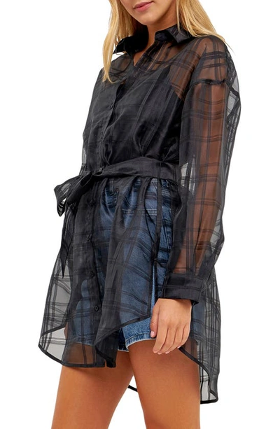 English Factory Check Button-up Shirt In Black