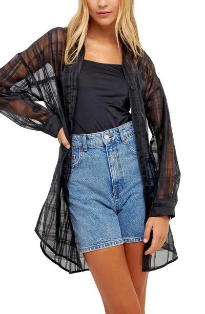 English Factory Check Button-up Shirt In Black