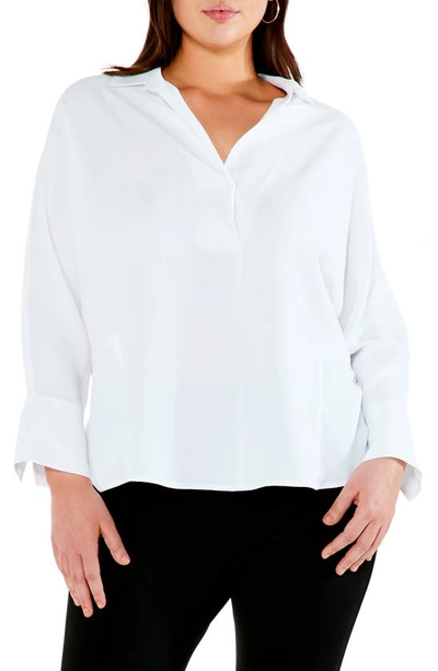 Shop Nic + Zoe Nic+zoe Flowing Ease Blouse In Paper White