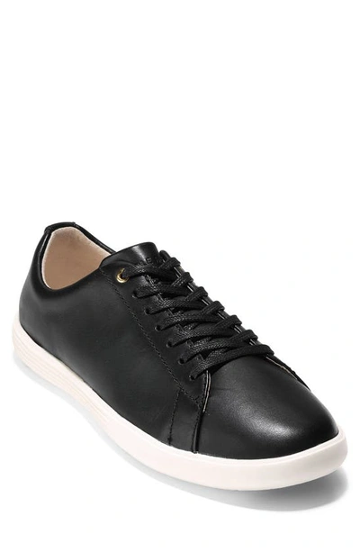 Cole Haan Grand Crosscourt Ii Leather Sneaker In Black Leather/ White