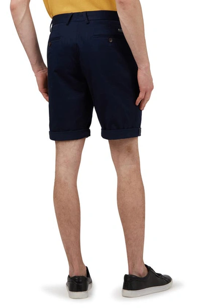 Shop Ben Sherman Signature Flat Front Stretch Cotton Chino Shorts In Dark Navy