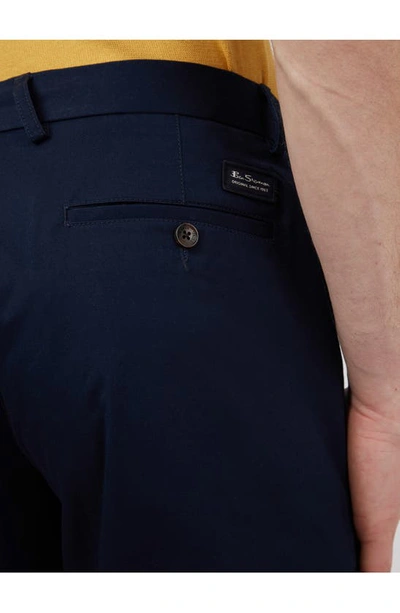 Shop Ben Sherman Signature Flat Front Stretch Cotton Chino Shorts In Dark Navy