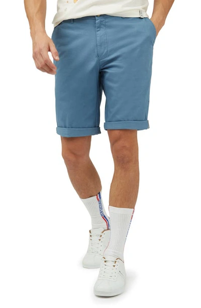Shop Ben Sherman Signature Flat Front Stretch Cotton Chino Shorts In Blue Shadow