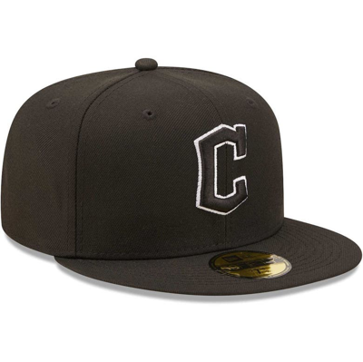 Shop New Era Cleveland Guardians  Black On Black Dub 59fifty Fitted Hat