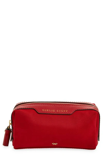 Shop Anya Hindmarch Girlie Stuff Econyl® Recycled Nylon Cosmetics Case In Red