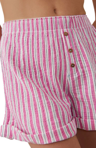 Shop Free People Sunday Morning Lounge Shorts In Pink Stripes