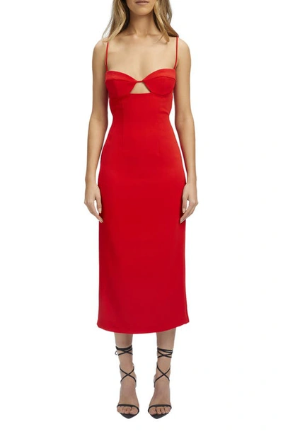 Shop Bardot Vienna Cutout Midi Dress In Fire Red