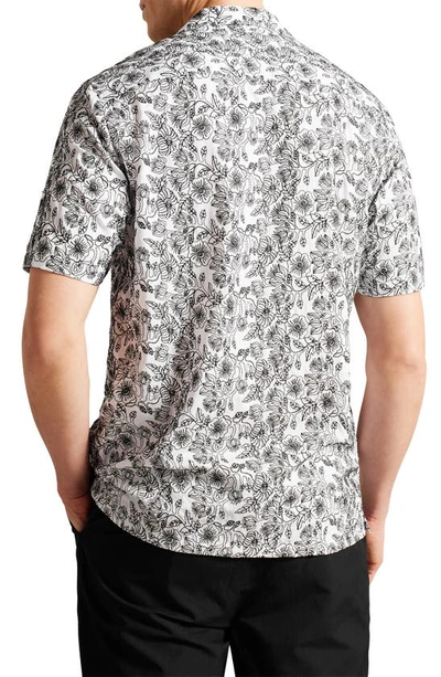 Shop Ted Baker Mulben Floral Embroidered Camp Shirt In White