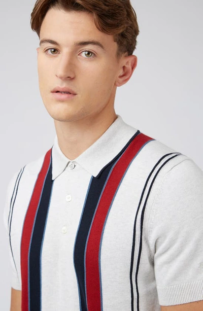 Shop Ben Sherman Vertical Stripe Polo Sweater In Ivory