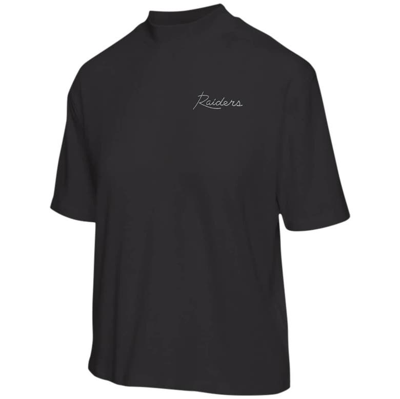 Shop Junk Food Black Las Vegas Raiders Half-sleeve Mock Neck T-shirt