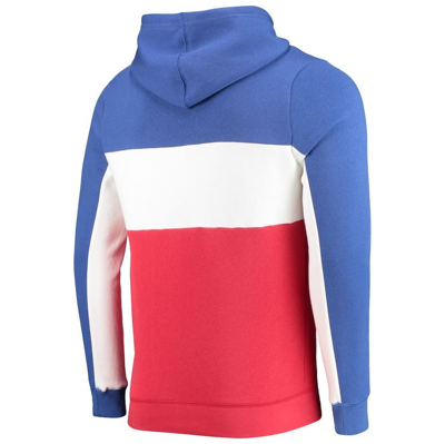 Shop Junk Food Blue/white Philadelphia 76ers Wordmark Colorblock Fleece Pullover Hoodie In Royal