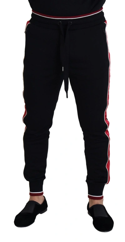 Shop Dolce & Gabbana Black Cotton Logo Sweatmen's Jogging Men's Pants