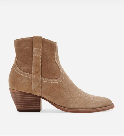 Shop Dolce Vita Silma Booties- Truffle Suede In Truffle Suede In Brown