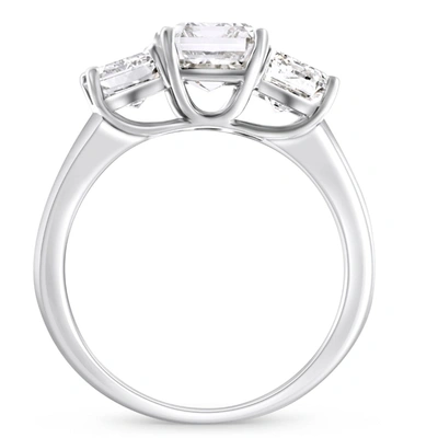 Pompeii3 3.55ct Tw Emerald Cut Three Stone Engagement Ring 14k White Gold Lab Grown In Multi