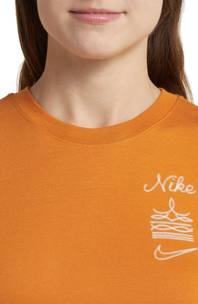 Shop Nike Essential Chain Stitch Crop T-shirt In Monarch