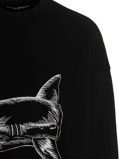 Shop Palm Angels 'slipt Shark' Sweatshirt In White/black