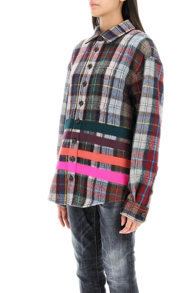 Shop Dsquared2 Check Flannel Overshirt With Multicolor Stripes