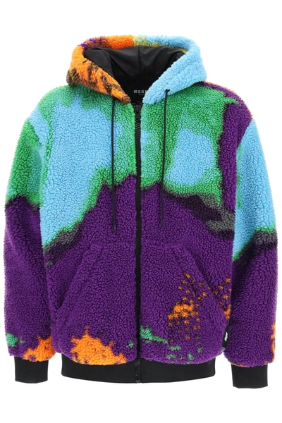 Shop Msgm Sherpa Fleece Jacket With Marble Motif