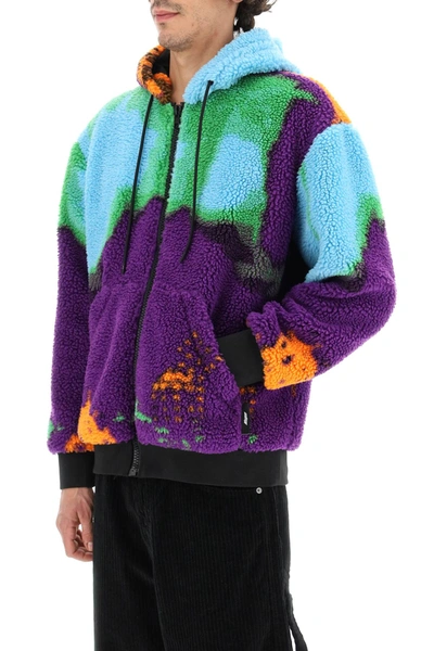 Shop Msgm Sherpa Fleece Jacket With Marble Motif