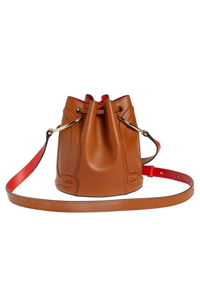 Shop Christian Louboutin By My Side Grained Calfskin Leather Bucket Bag In C131 Cuoio/ Cuoio