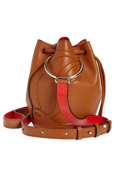 Shop Christian Louboutin By My Side Grained Calfskin Leather Bucket Bag In C131 Cuoio/ Cuoio