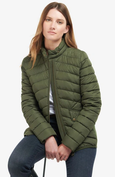 Shop Barbour Stretch Cavalry Quilted Jacket In Olive/ Olive Marl