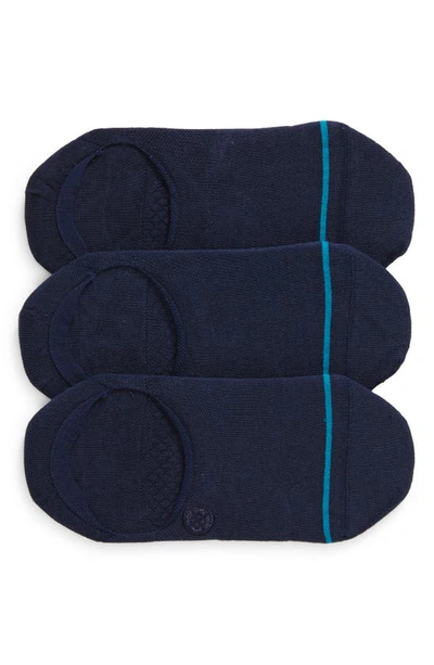 Shop Stance Icon 3-pack No-show Liner Socks In Dark Navy