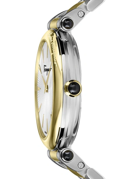 Shop Ferragamo Idillio Two-tone Bracelet Watch, 36mm In Two Tone Gold/ Silver