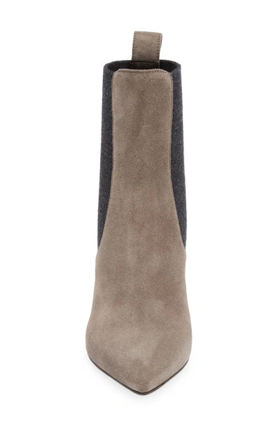 Brunello Cucinelli Bead-embellished Suede And Stretch-knit Ankle Boots In C8212 Dark Grey