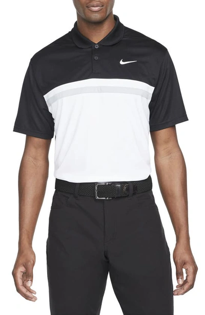 Shop Nike Dri-fit Victory Golf Polo In Black/ White/ Grey/ White