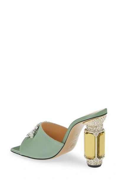 Shop Nalebe Aurum Crystal Embellished Sandal In Mint Green