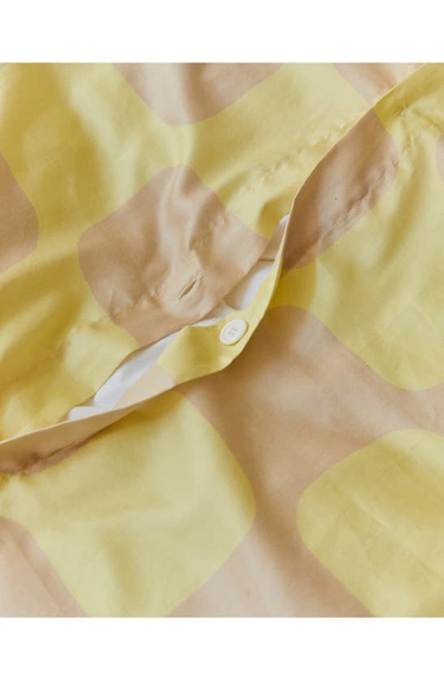 Shop Dusen Dusen Print Cotton Sateen Duvet Cover & Sham Set In Yellow/ Taupe Geo