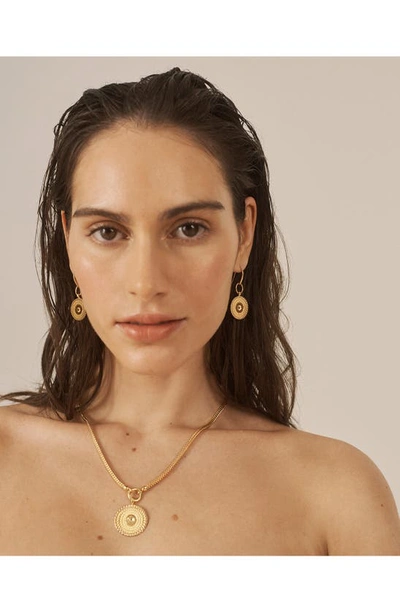Shop Monica Vinader Juno Disc Drop Earrings In 18ct Gold Vermeil/ Ss