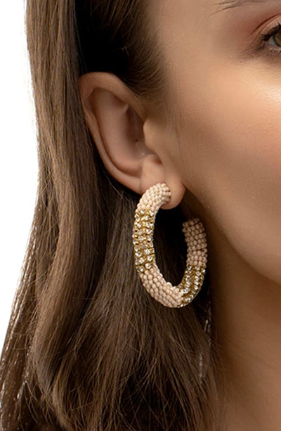 Shop Deepa Gurnani Lana Beaded Hoop Earrings In Champagne